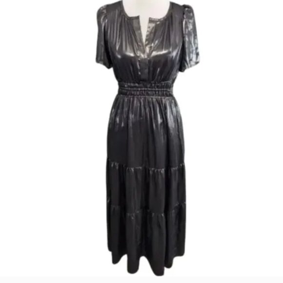 Anthropologie The Somerset Metallic Maxi Dress Size Small Witchy Goth Holiday - Picture 5 of 15